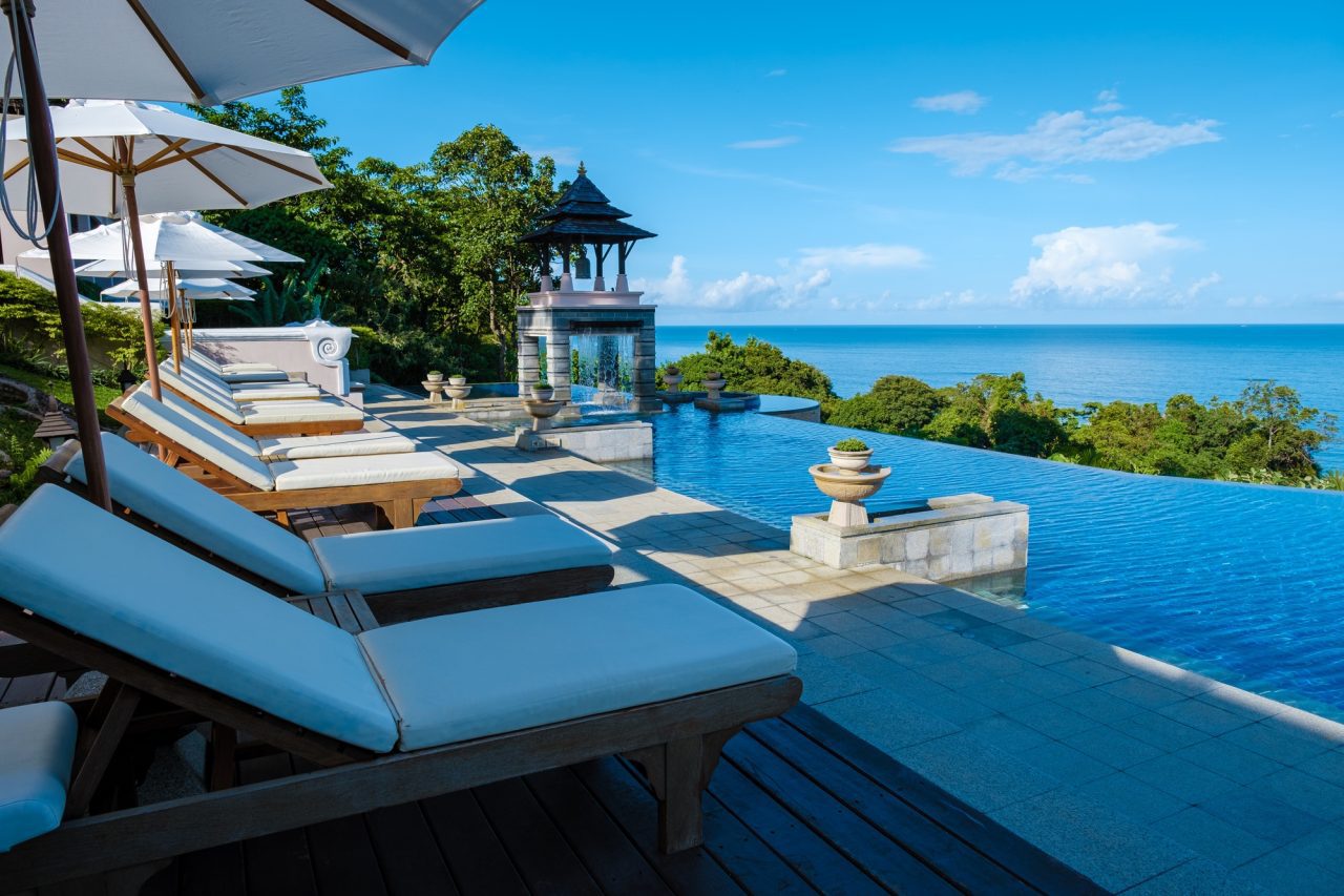 Koh Lanta Thailand Luxury Beach Chairs By The Swimming Pool Of An Luxury Hotel In Thailand